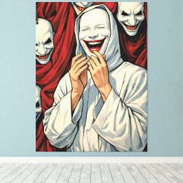 Creepy Grinning Masked Cult Figures Horror Pop Art Leinwanddruck