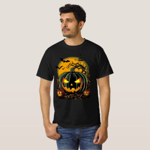 Creepy Grinning Pumpkins Halloween Design T-Shirt
