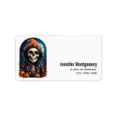 Creepy Grinning Skeleton Halloween Adressaufkleber (Vorne)