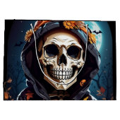 Creepy Grinning Skeleton Halloween Große Geschenktüte (Rückseite)