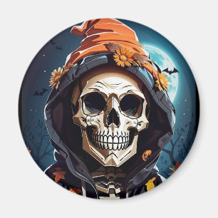 Creepy Grinning Skeleton Halloween Magnet