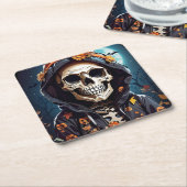 Creepy Grinning Skeleton Halloween Rechteckiger Pappuntersetzer (angewinkelt)