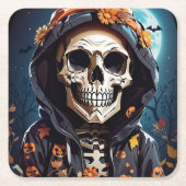 Creepy Grinning Skeleton Halloween Rechteckiger Pappuntersetzer (Vorderseite)
