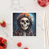 Creepy Grinning Skeleton Halloween Serviette (Beispiel)