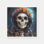 Creepy Grinning Skeleton Halloween Serviette (Vorderseite)