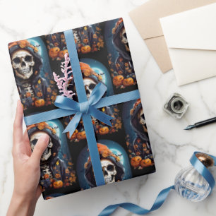 Creepy Grinning Skeleton Horror Themed Geschenkpapier