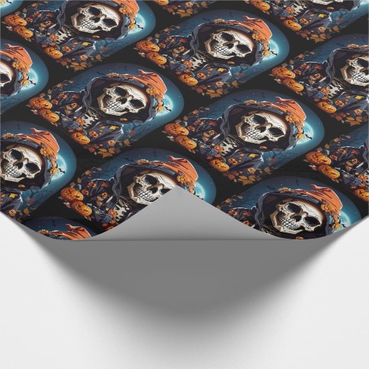 Creepy Grinning Skeleton Horror Themed Geschenkpapier (Ecke)