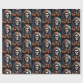 Creepy Grinning Skeleton Horror Themed Geschenkpapier (Flach)