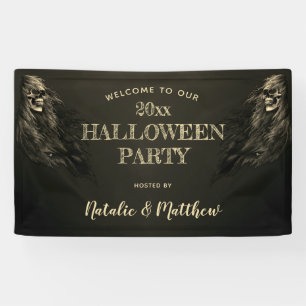 Creepy Hair Skull Halloween-Party Begrüßungsbann Banner