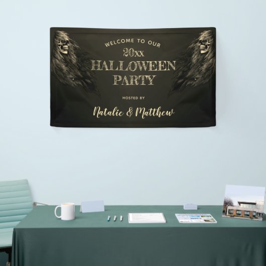 Creepy Hair Skull Halloween-Party Begrüßungsbanner Banner (Messeveranstaltung)