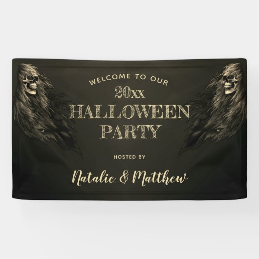 Creepy Hair Skull Halloween-Party Begrüßungsbanner Banner (Horizontal)