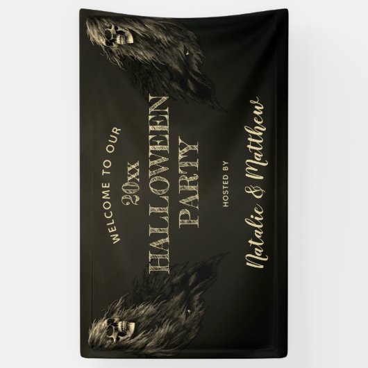 Creepy Hair Skull Halloween-Party Begrüßungsbanner Banner (Vertikal)