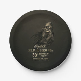 Creepy Hair Skull RIP zu ihrer 20er Geburtstagspar Pappteller