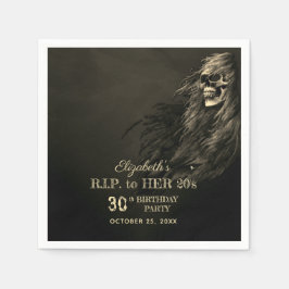 Creepy Hair Skull RIP zu ihrer 20er Geburtstagspar Serviette