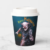 Creepy Halloween 3D Beängstigend Clown Pappbecher (Rückseite)