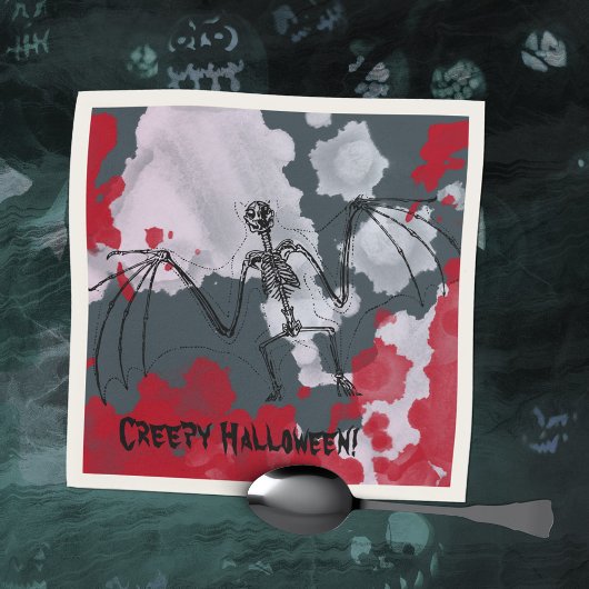 Creepy Halloween Bat Skeleton Serviette