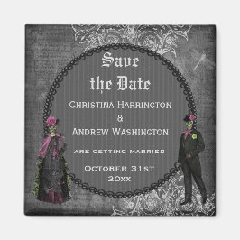 Creepy Halloween Bride & Groom Save the Date Magnet