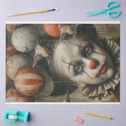 Creepy Halloween Clown Decoupage Seidenpapier (Basteln)