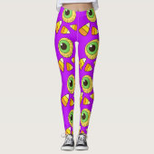 Creepy Halloween Eyeball und Candy Corn Leggings (Vorderseite)