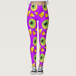Creepy Halloween Eyeball und Candy Corn Leggings