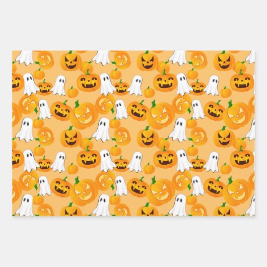 Creepy Halloween Ghost Kürbislaterne Spider Web Geschenkpapier Set (Vorderseite 3)