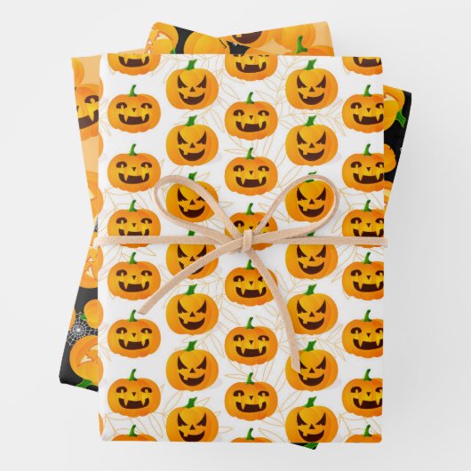 Creepy Halloween Ghost Kürbislaterne Spider Web Geschenkpapier Set (Beispiel)