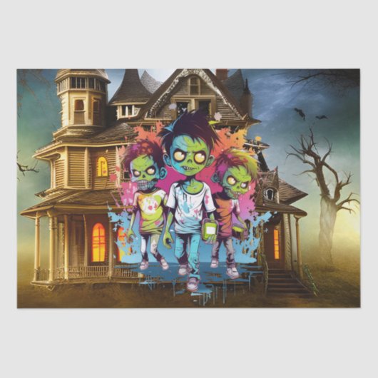 Creepy Halloween House Zombie Jungs Seidenpapier (Vorderseite)
