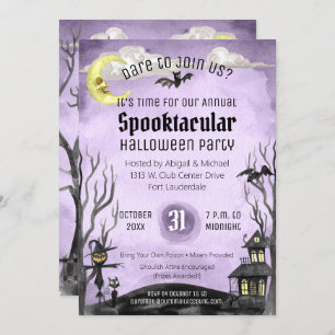 Creepy Halloween Kostüm Party Spooky Lila Black Einladung
