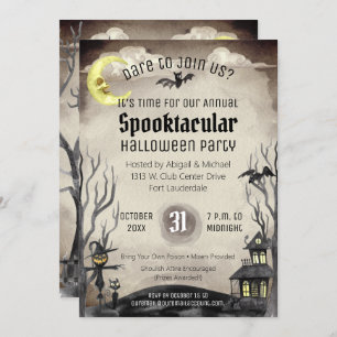 Creepy Halloween Kostüm Party Spooky Sepia Tone Einladung