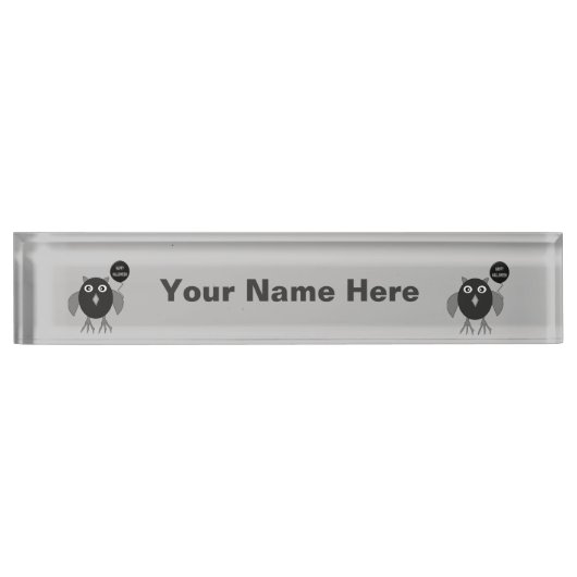 Creepy Halloween-Party Owl Custom Desk Namplate Namensplakette (Vorderseite)
