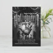 Creepy Halloween Party Zombies Black Scary Night Einladung (Stehend Vorderseite)