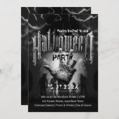 Creepy Halloween Party Zombies Black Scary Night Einladung (Vorne/Hinten)