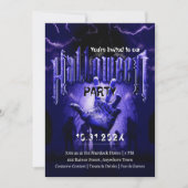 Creepy Halloween Party Zombies Blue Scary Night Einladung (Vorderseite)