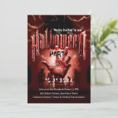 Creepy Halloween Party Zombies Red Scary Night Einladung (Stehend Vorderseite)