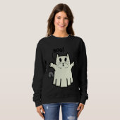 Creepy Halloween Peeking Black Cat for Feline Sweatshirt (Vorne ganz)