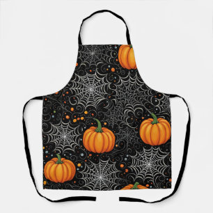 Creepy Halloween Pumpkins Spider Web Design Schürze