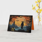 Creepy Halloween Scene Sunset & Pumpkins Karte (Gelbe Blume)