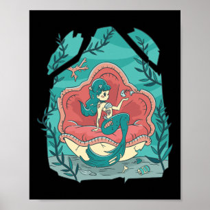 Creepy Halloween Sea Nymph Unterwasser-Kostüm Poster