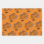 Creepy Halloween Thema Bats Pumpkins Geister Geschenkpapier Set (Vorderseite 2)