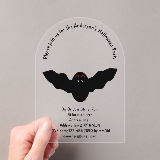 Creepy Halloween Vampire Bat Custom Acryleinladungen (Insitu (Handheld))