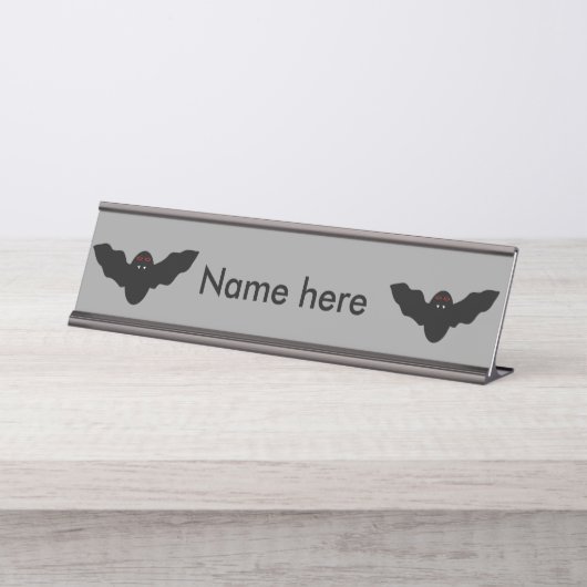 Creepy Halloween Vampire Bat Custom Desk Zeichen Schreibtischnamensplakette (Vorderseite )