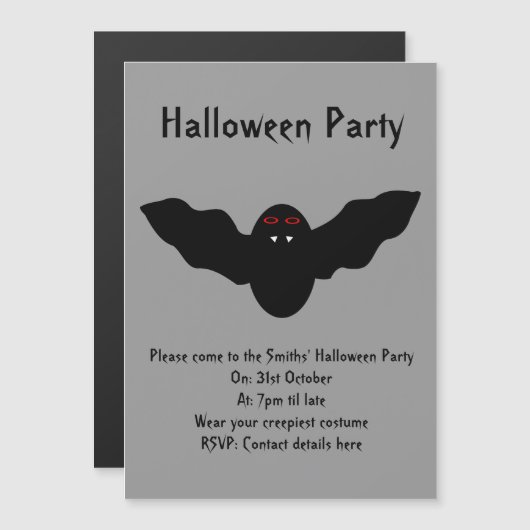 Creepy Halloween Vampire Bat Party lädt ein Magneteinladung (Vorne/Hinten)