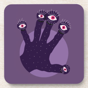 Creepy Hand hat seltsame Flügel mit Augen Getränkeuntersetzer