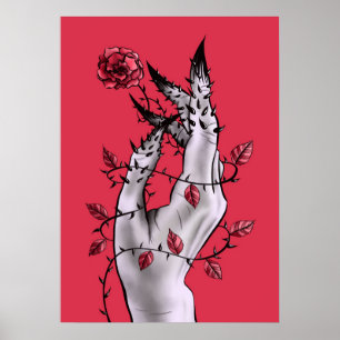 Creepy Hand mit Rosen-und Dornen-gotischer Kunst Poster