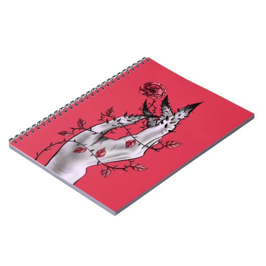 Creepy Hand Rose Thorns Macabre Red Notizblock (Linke Seite)