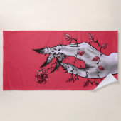 Creepy Hand Rose Thorns Macabre Red Strandtuch (Vorderseite)