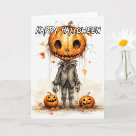 Creepy Happy Halloween Pumpkin Art Karte