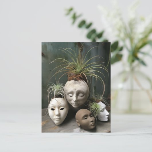 Creepy Head Planters Postkarte (Stehend Vorderseite)