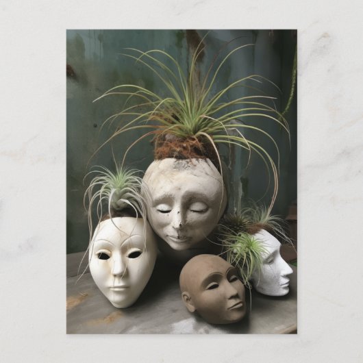 Creepy Head Planters Postkarte (Vorderseite)