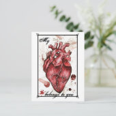 Creepy Heart Liebe Card Edgar Allan Poe Zitat Postkarte (Stehend Vorderseite)